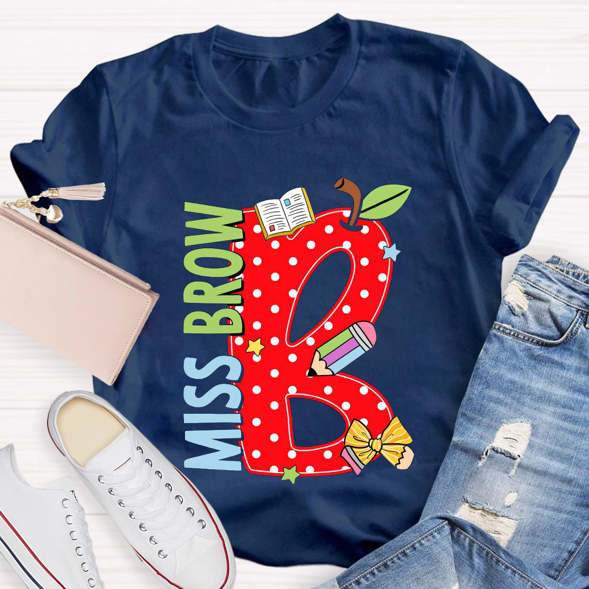 Personalized Name Book Teacher T-Shirt