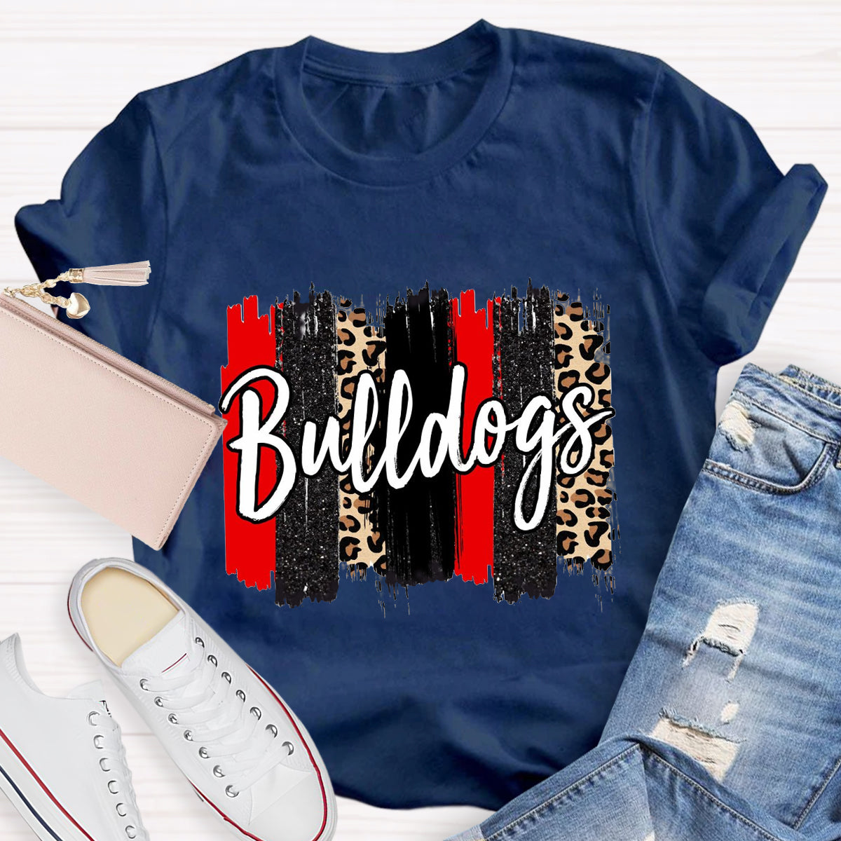 Personalized Team Mascot Red Leopard Teacher T-Shirt