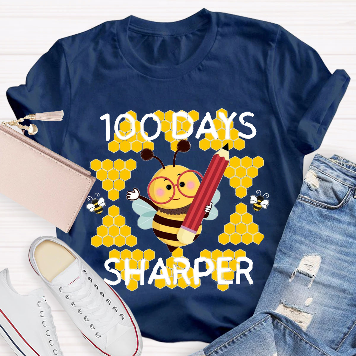100 Days Sharper Funny Bee T-Shirt