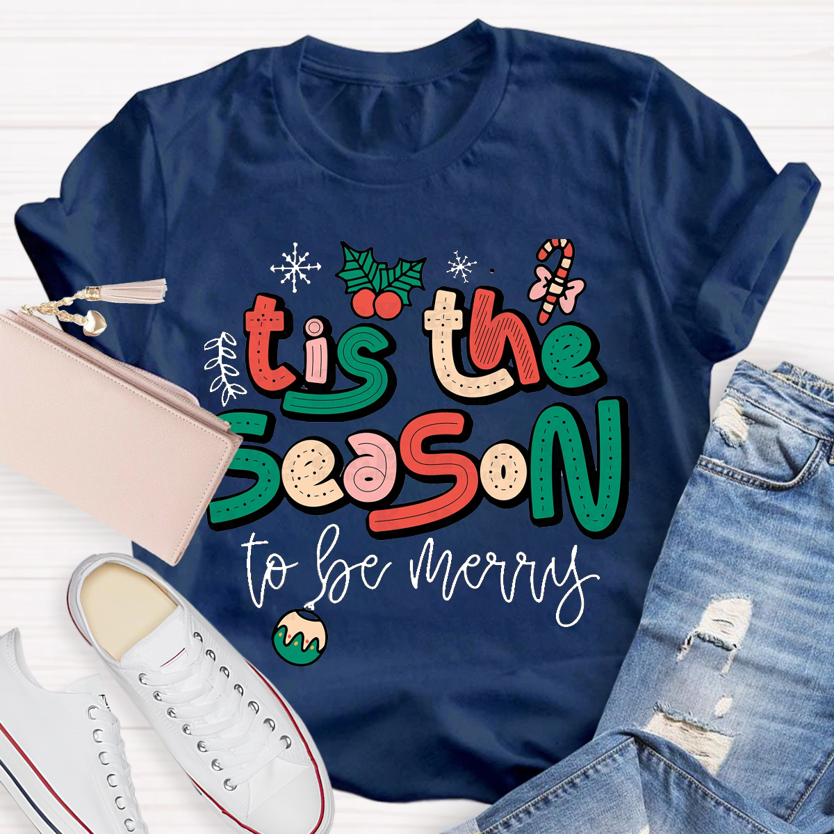 Cute Chrsitmas Tis The Season Teacher T-Shirt