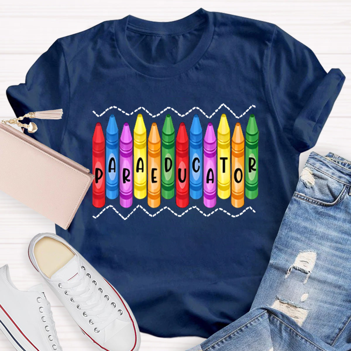 Paraeducator Colorful Pencil Teacher T-Shirt