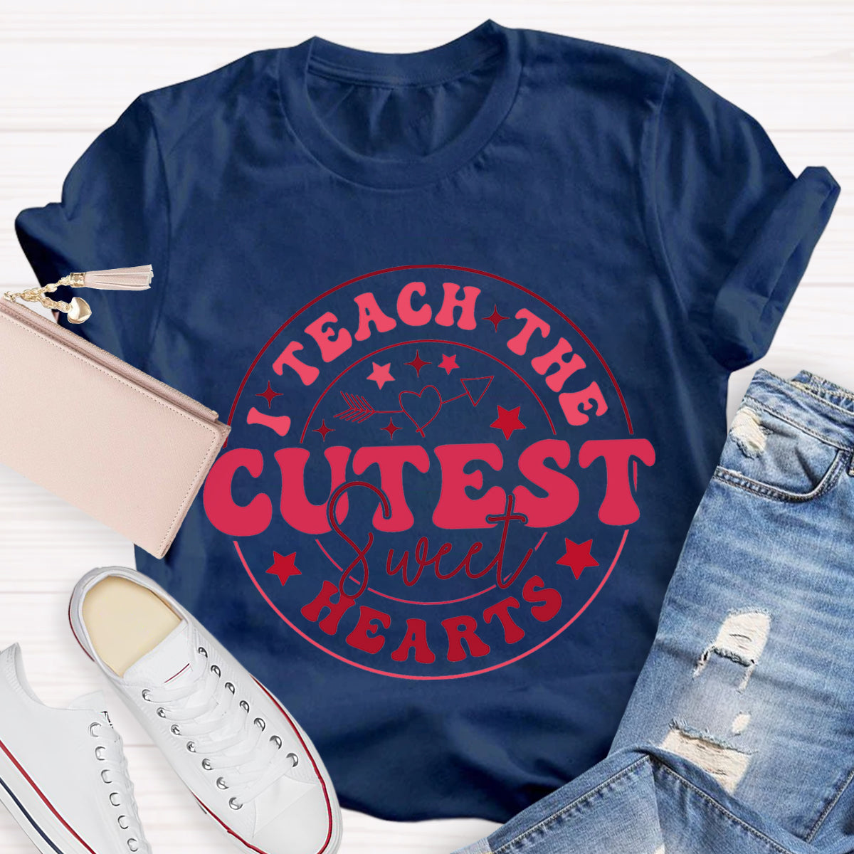 I Teach The Cutest Sweat Heart Teacher T-Shirt
