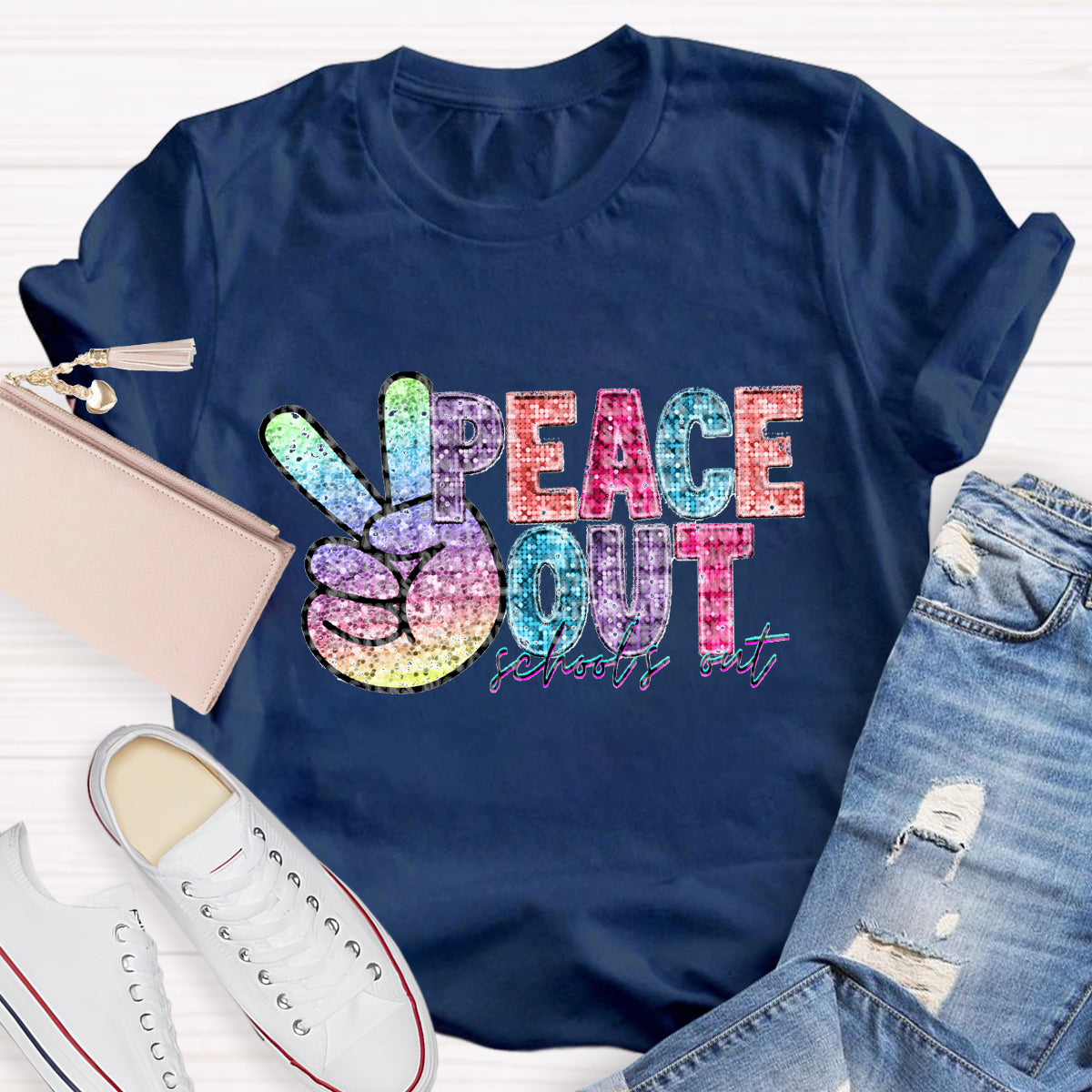 Peace Out Last Day Of School Teacher T-Shirt
