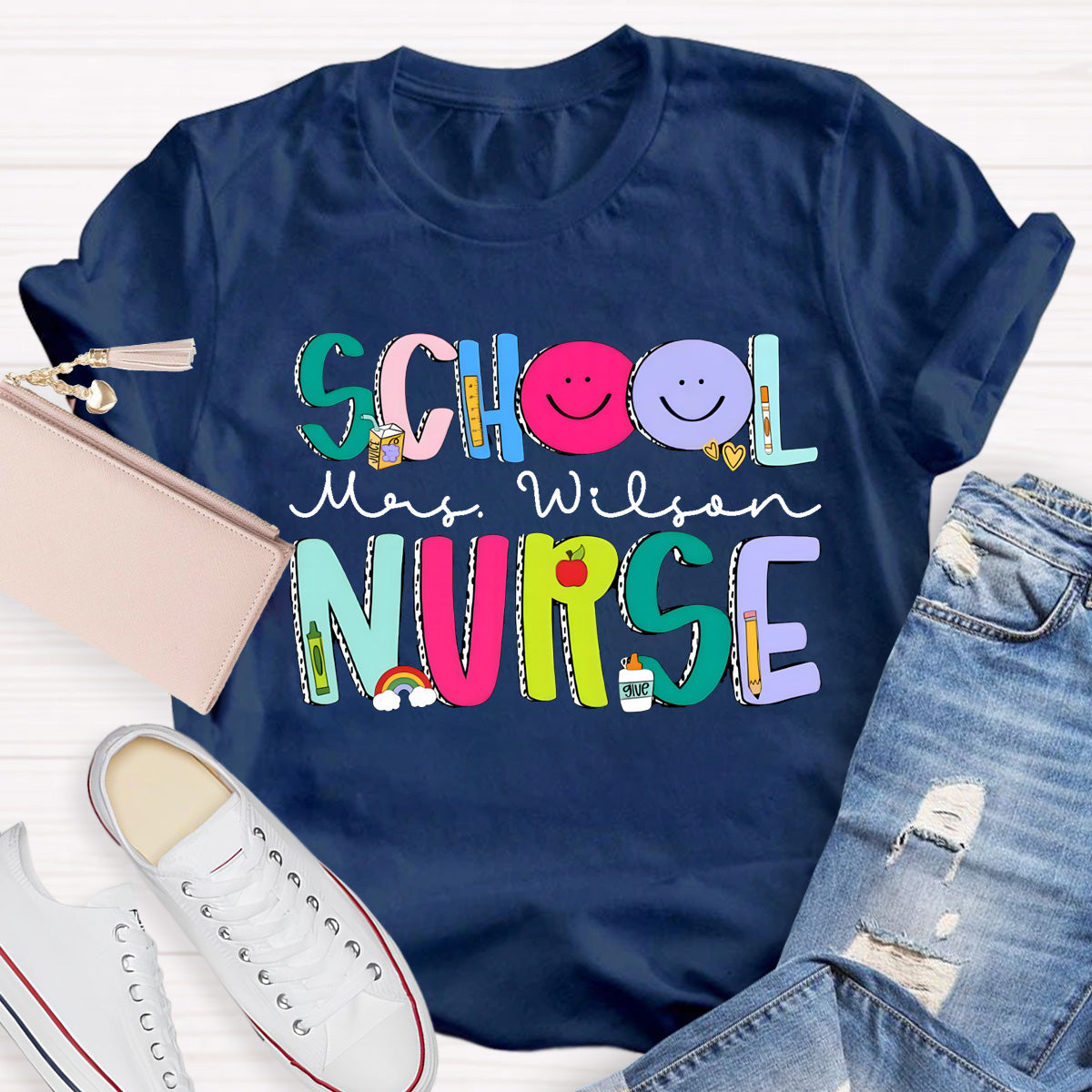 Personalized School Nurse Name Smile To Students T-Shirt