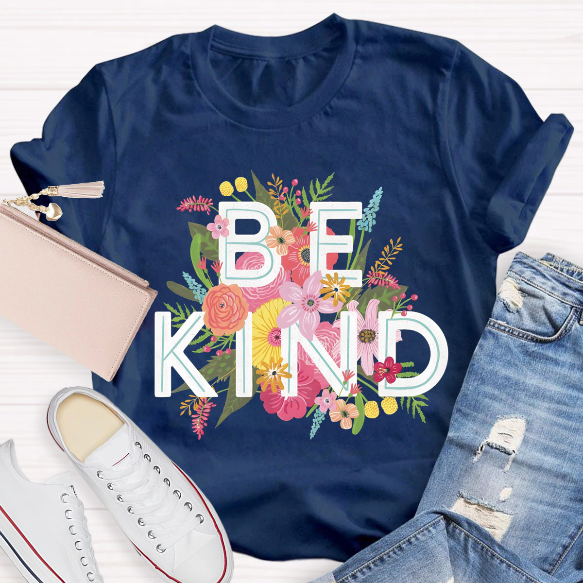 Floral Be Kind Teacher T-Shirt