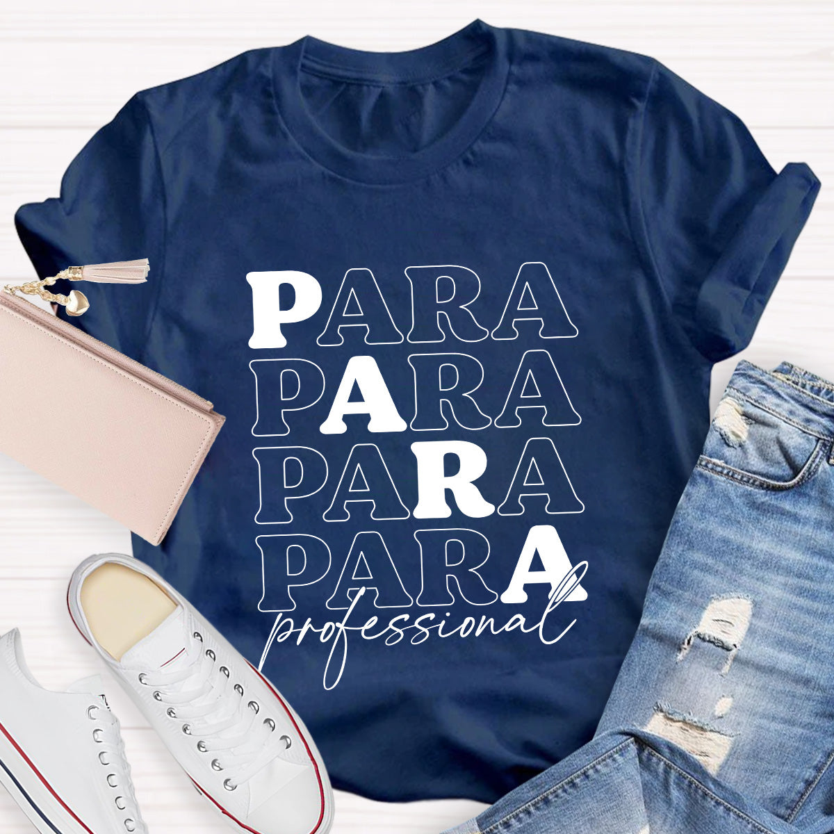 Para Profession Black Letters Teacher T-Shirt