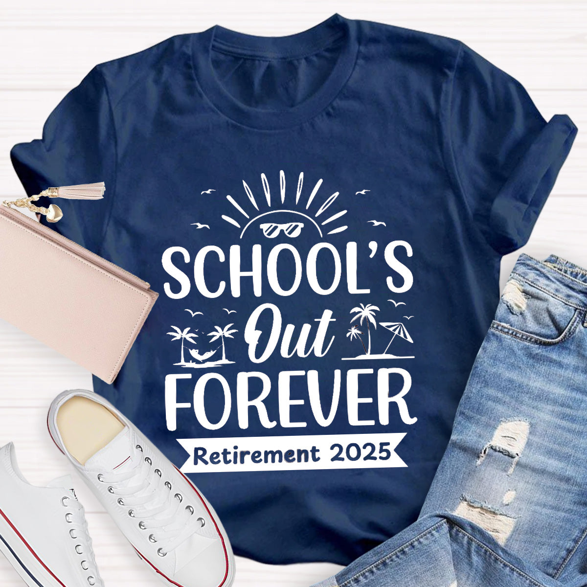 Personalize Retirement Time School's Out Forever Teacher T-Shirt
