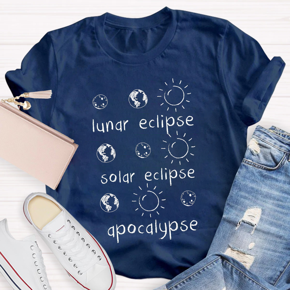 Lunar Eclipse Solar Eclipse Apocalypse Funny Science Teacher T-Shirt