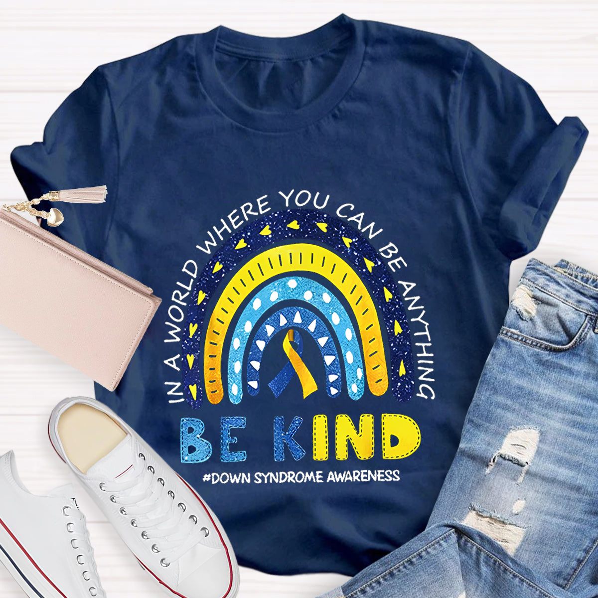 Be Kind Down Syndrome Awareness Heart T-Shirt