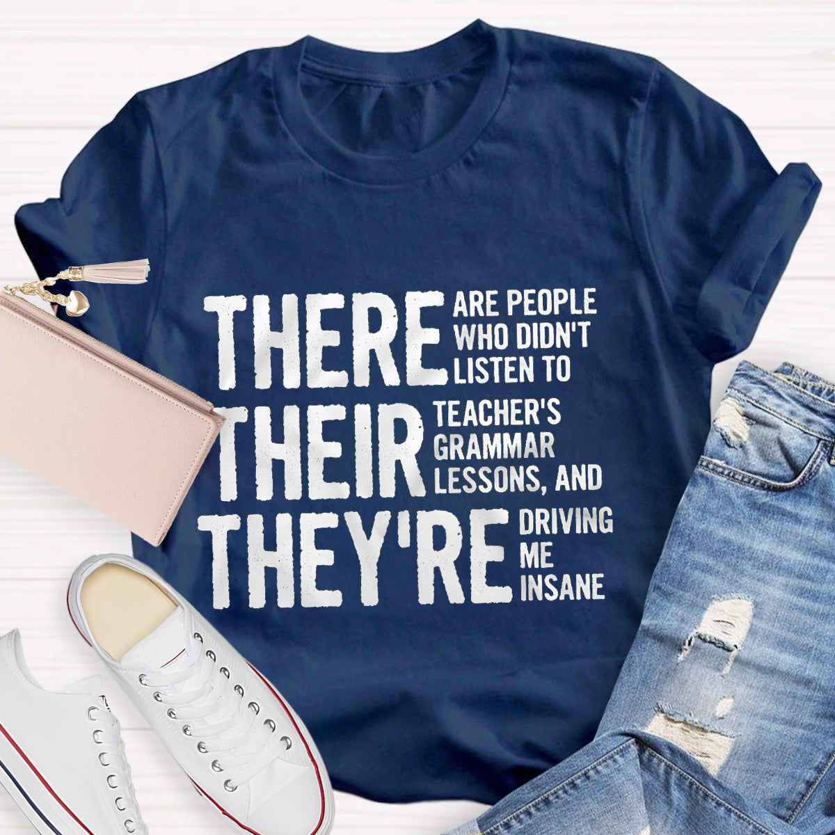 Grammar Lessons Black Letters Teacher T-Shirt