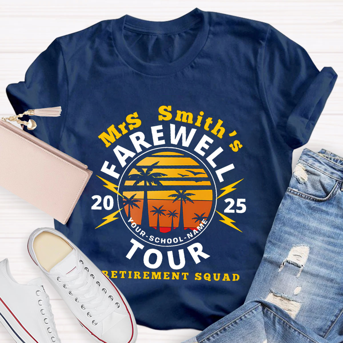 Personalized Teacher's Name And School Name Farewell Tour Retirement Squad T-Shirt