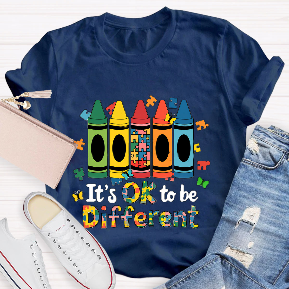 It's Ok To Be Different Colored Crayons T-Shirt