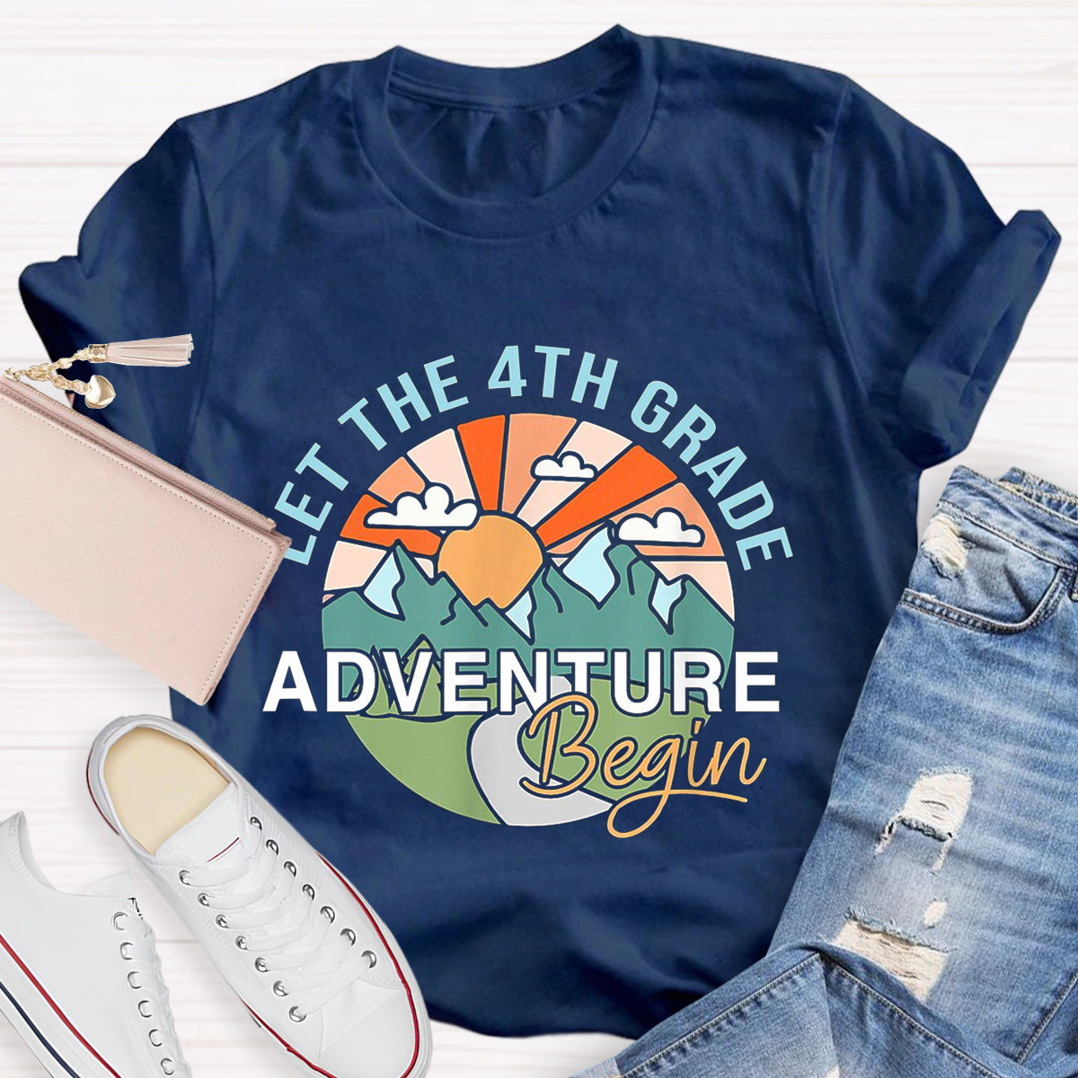 Personalized Grade Let The 4th Grade Adventure Begin Teacher T-Shirt