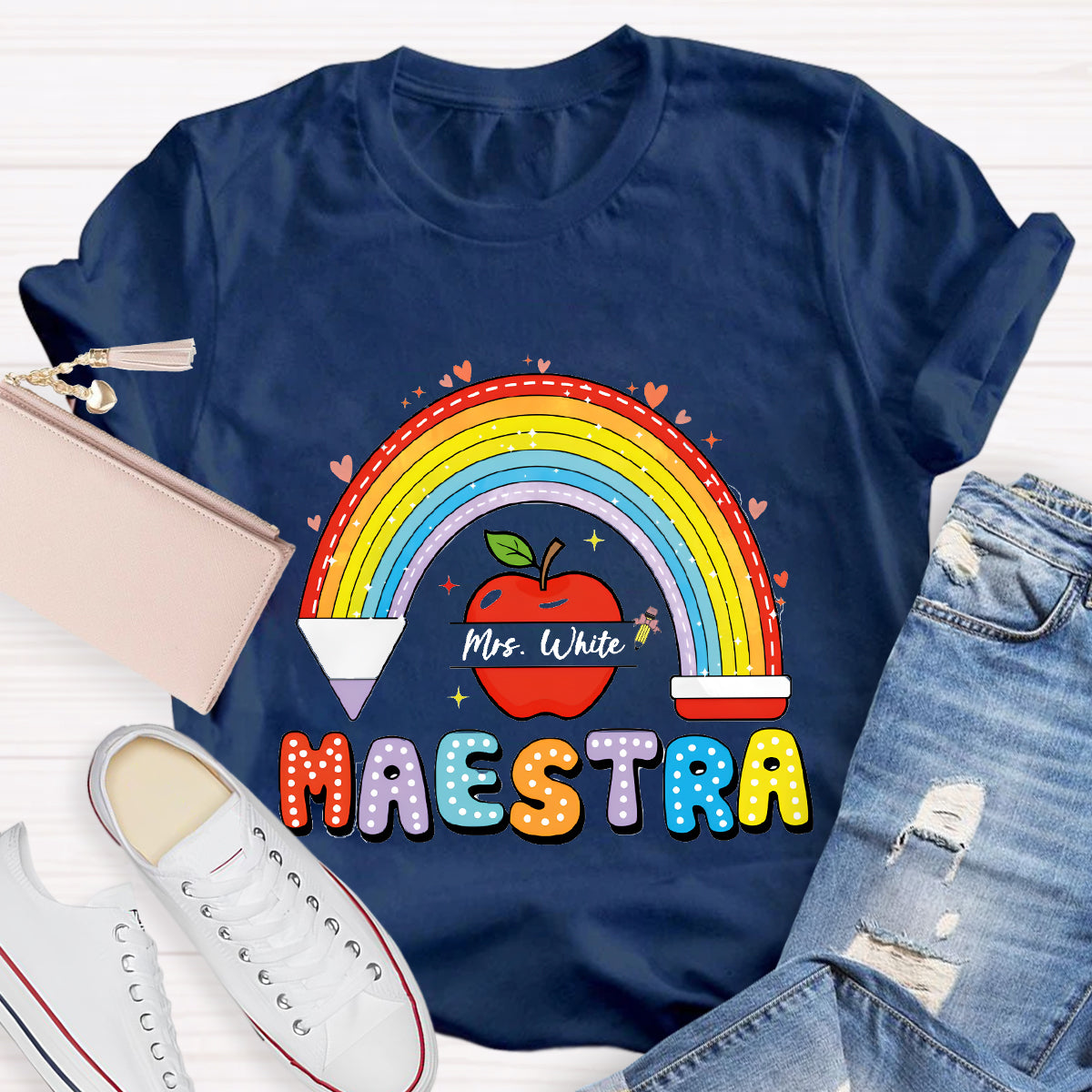 Personalized Name Mrs.White Teacher T-Shirt