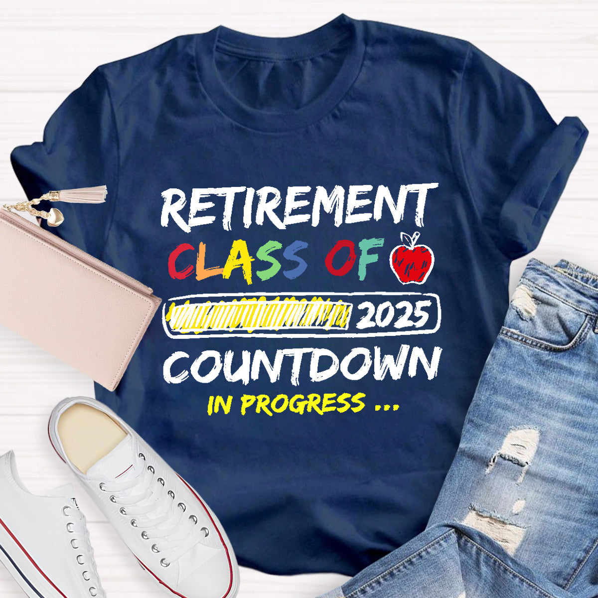 Personalized Retirement Year Class Countdown In Progress Teacher T-Shirt