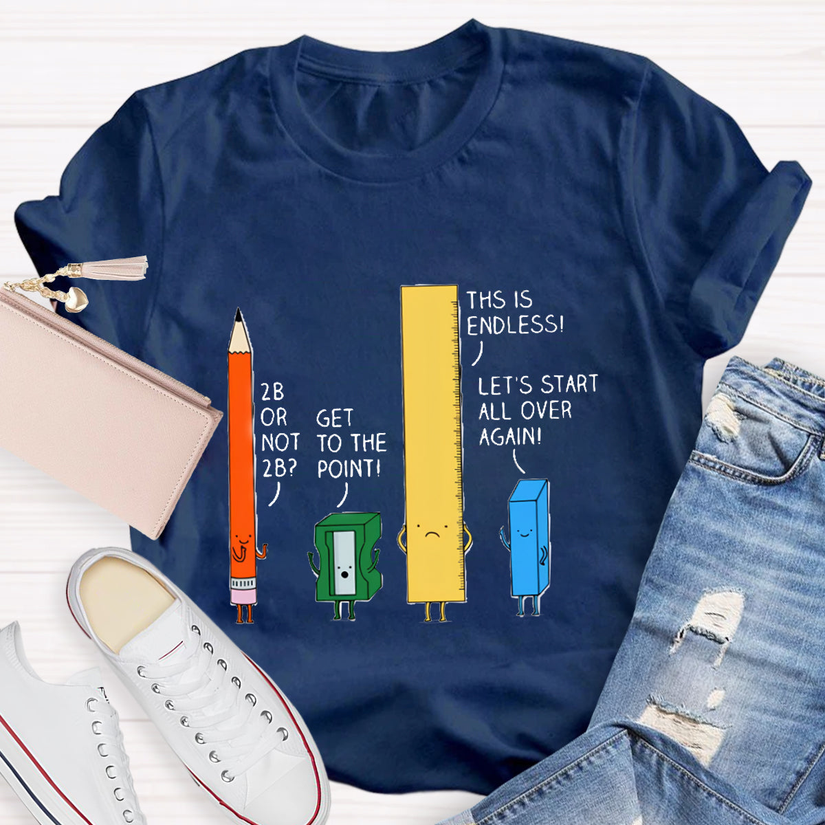 Cute Confused Pencil Pun Teacher T-Shirt