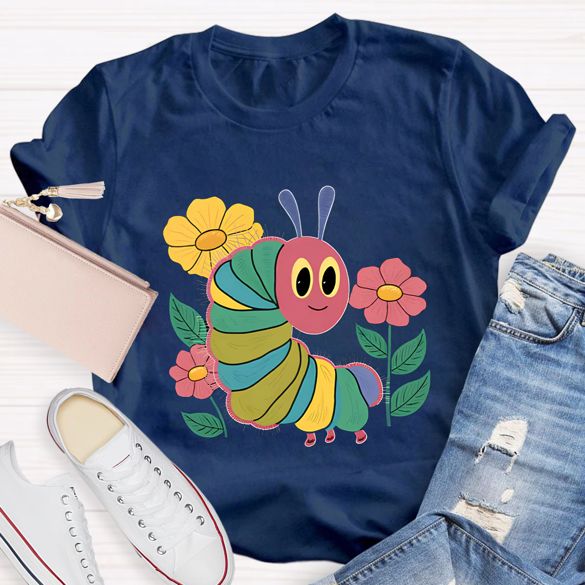 Flowers And Hungry Caterpillar Teacher T-Shirt