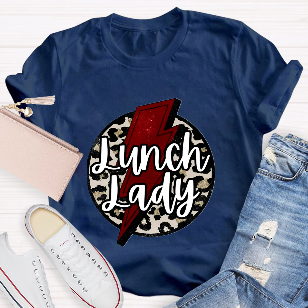 Leopard Printed Lunch lady T-Shirt
