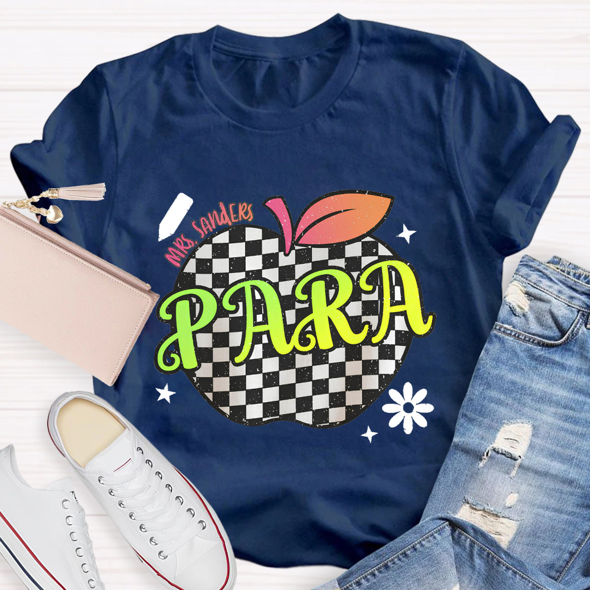 Personalized Para Teachers Name Apple Teacher T-Shirt