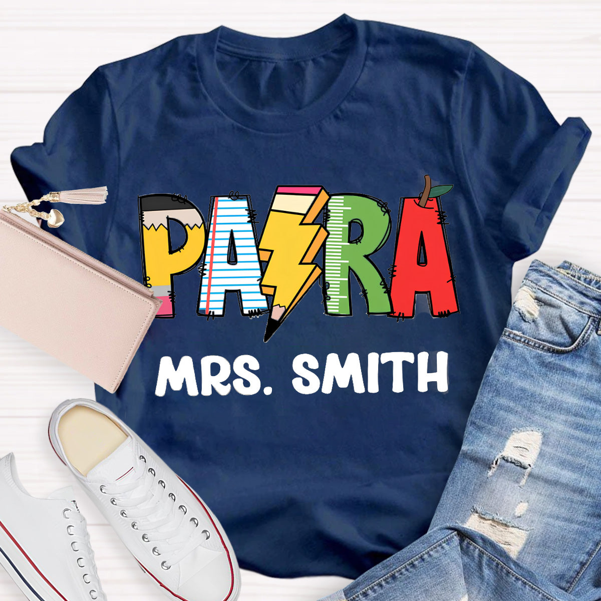 Personalize Name Pencil Teacher T-Shirt