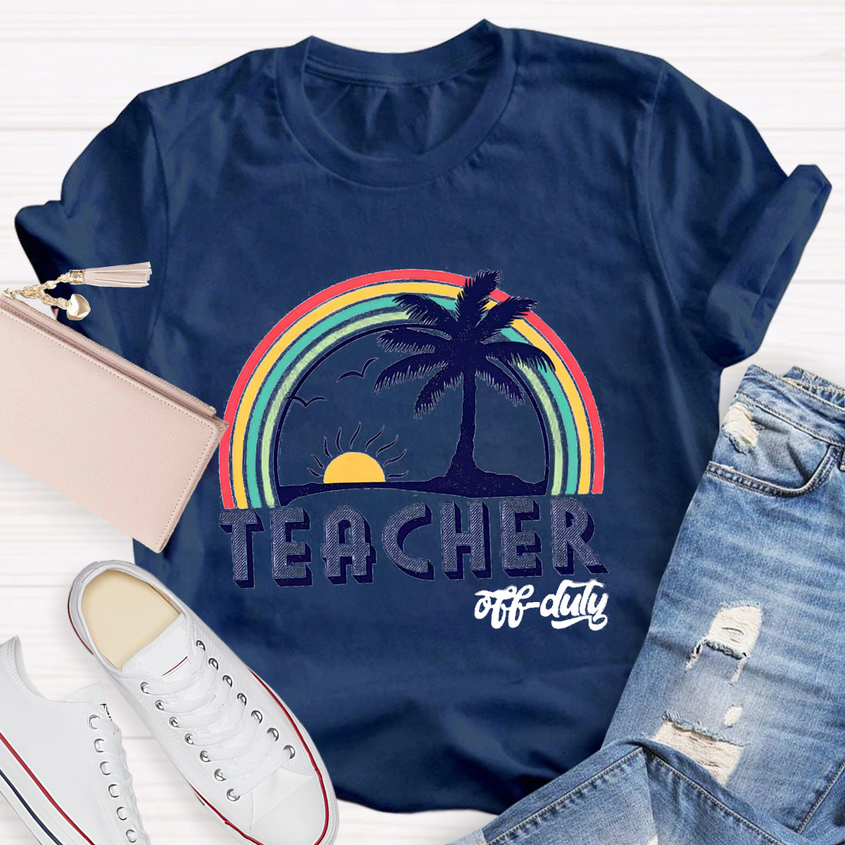 Teacher Of Duty Rainbow Sunshine T-Shirt