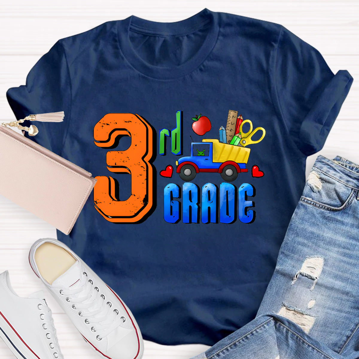 Personalized Grade Truck With Teacher's Tool  2nd Grade Teacher T-Shirt