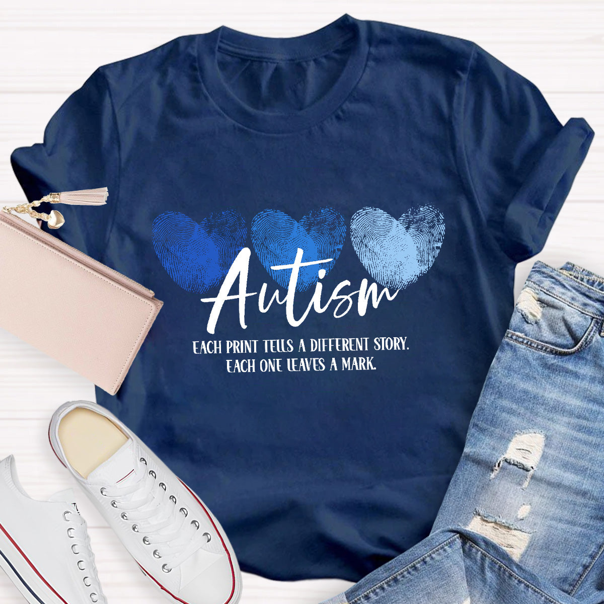Autism Each One Leaves A Mark Teacher T-Shirt