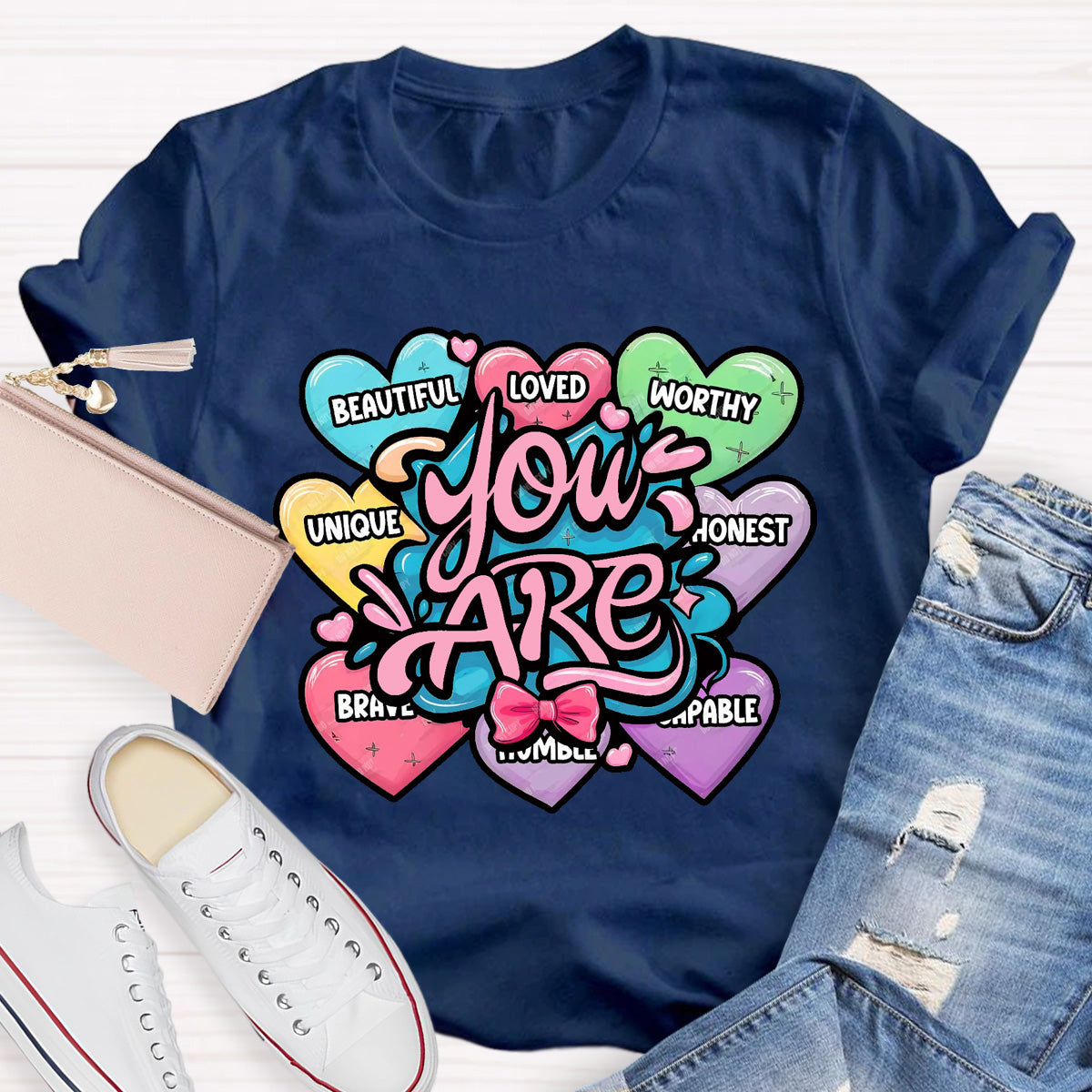 You Are Beautiful Loved Worthy Teacher T-Shirt