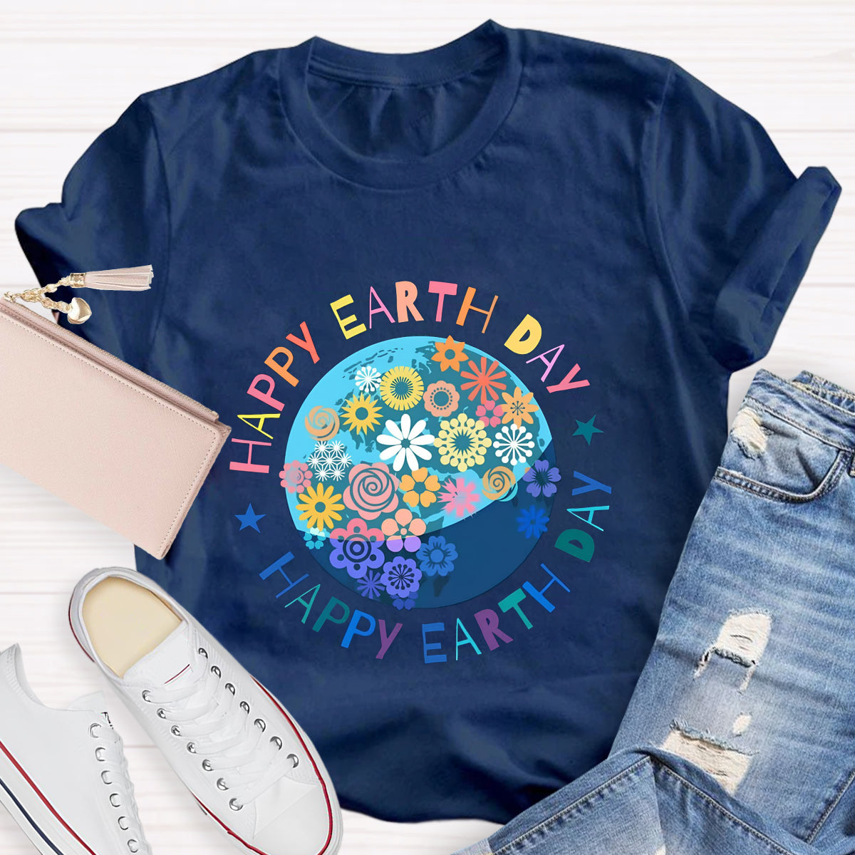 Happy Earth Day Floral Earth T-Shirt