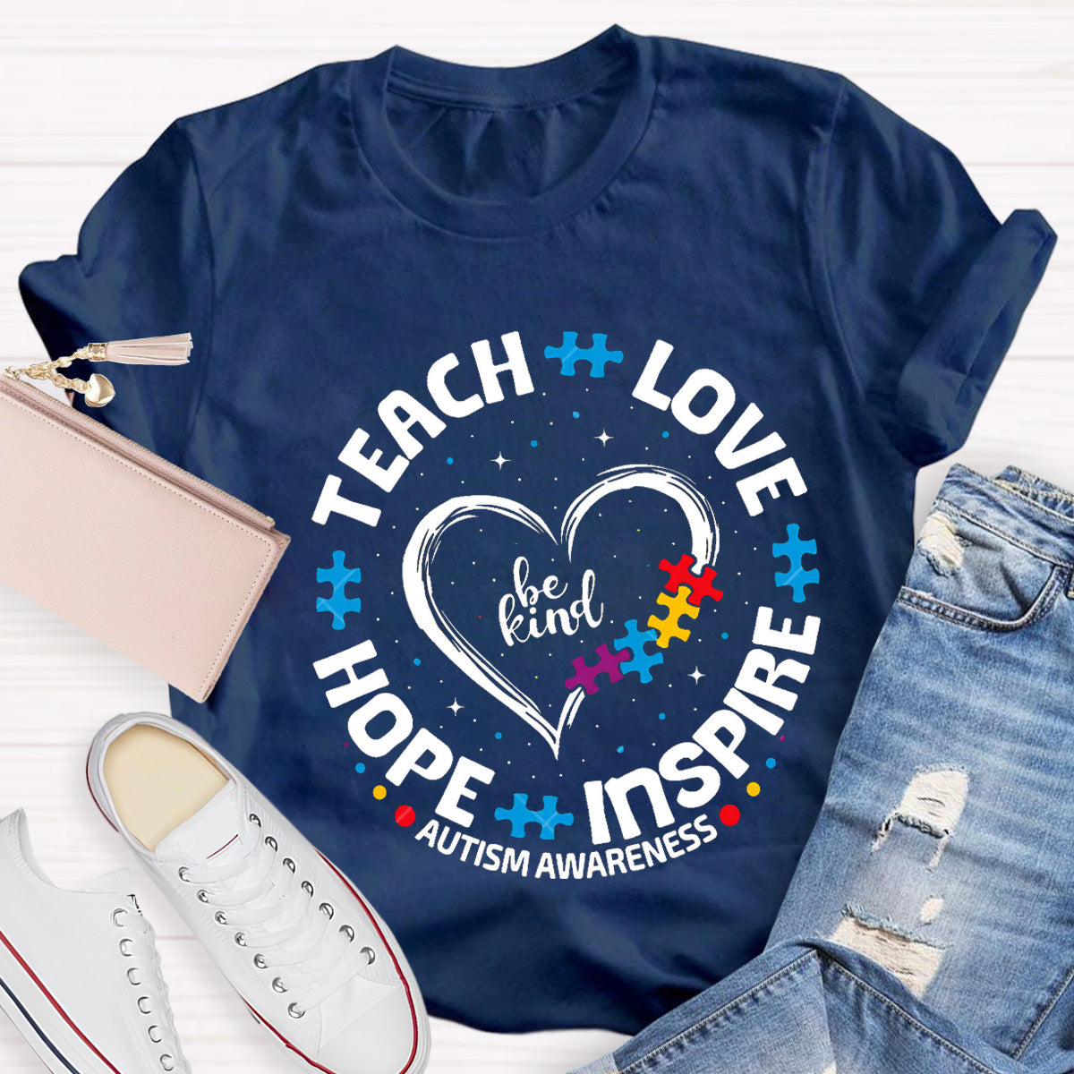Be Kind Teach Love Hope Heart Teacher T-Shirt