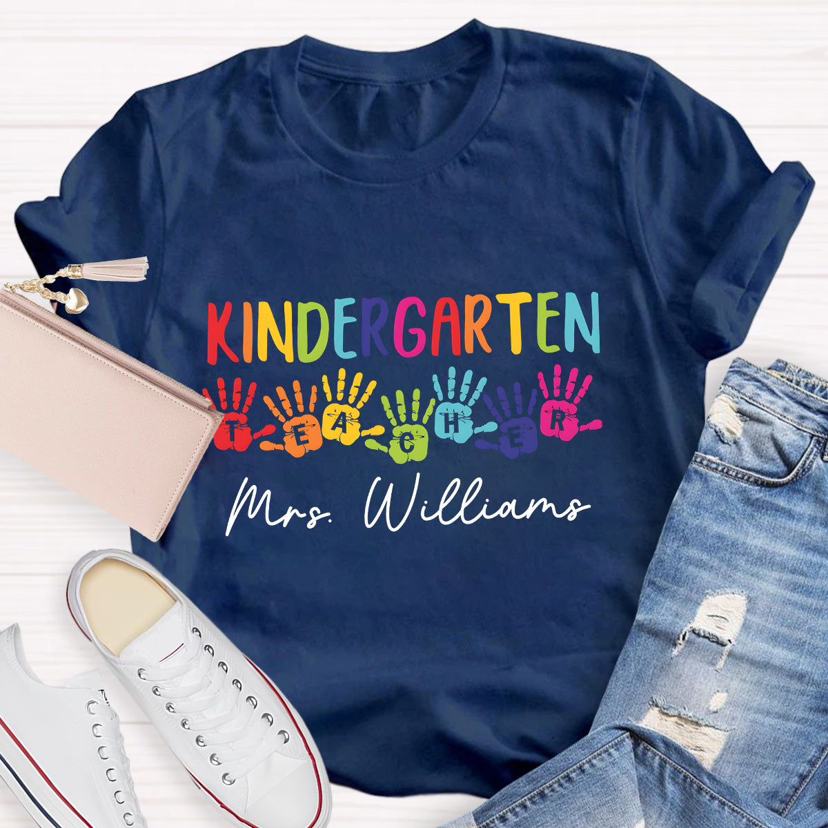 Personalized Name Kindergarten Teacher T-Shirt
