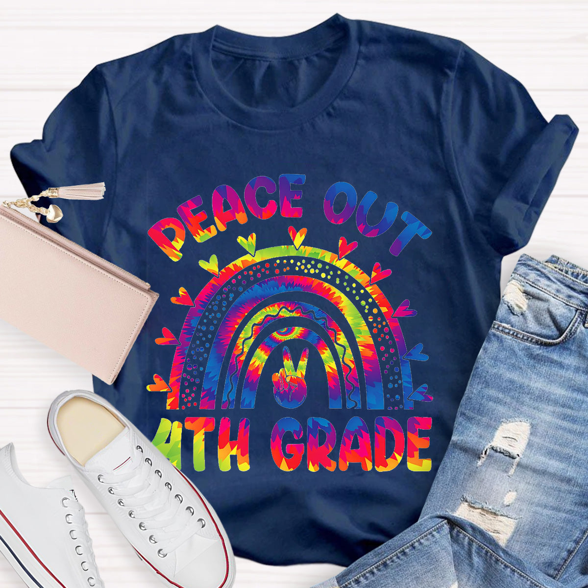 Personalize Grade Peace Out Teacher T-Shirt