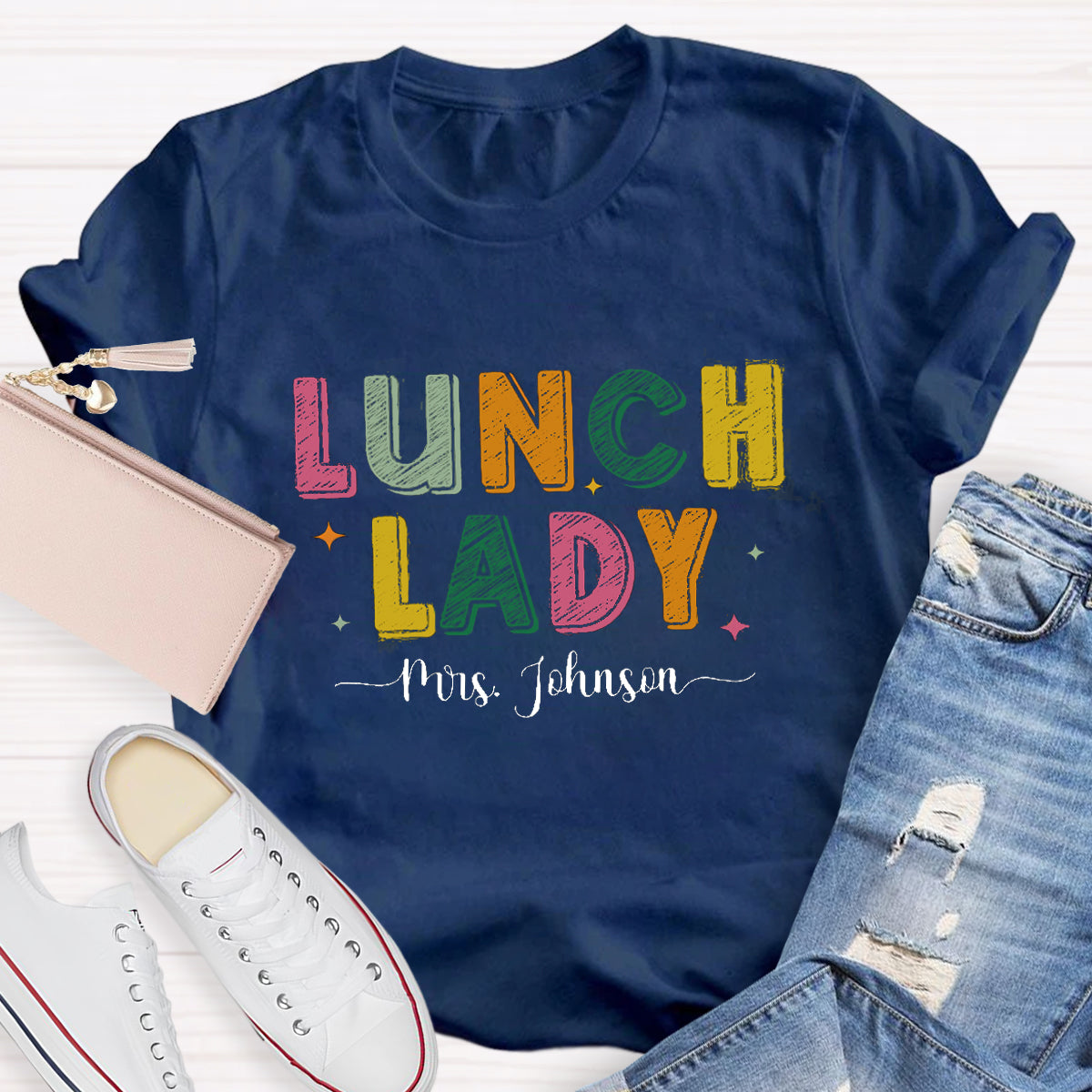 Personalized Lunch Lady Name Teacher T-Shirt