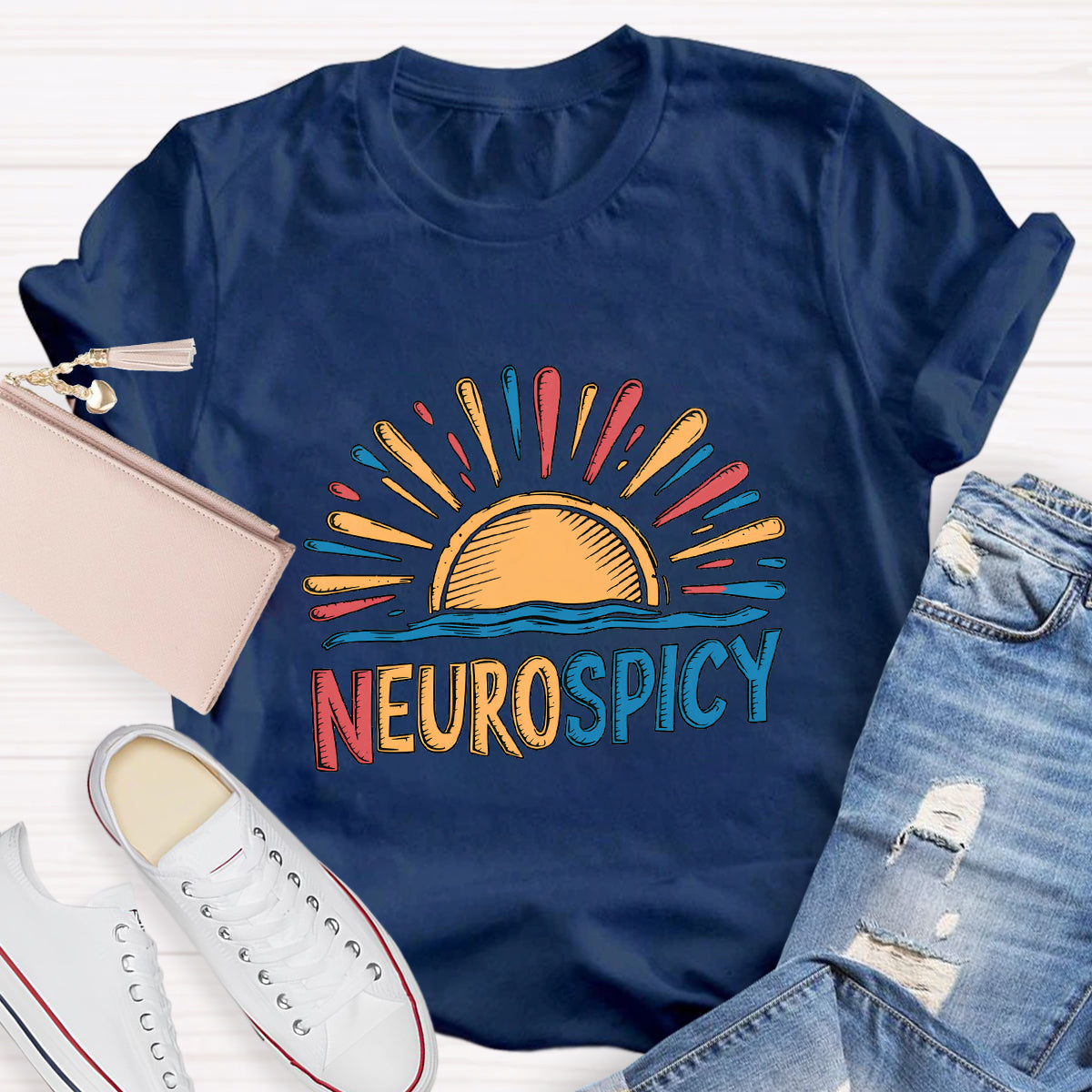 Rainbow Positive Autism Teacher T-Shirt