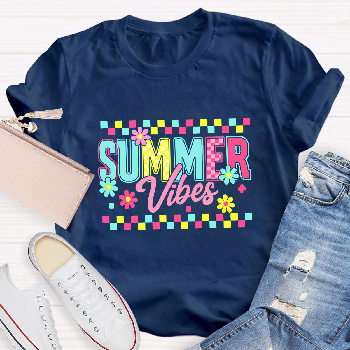 Floral Summer Vibes Teacher T-Shirt