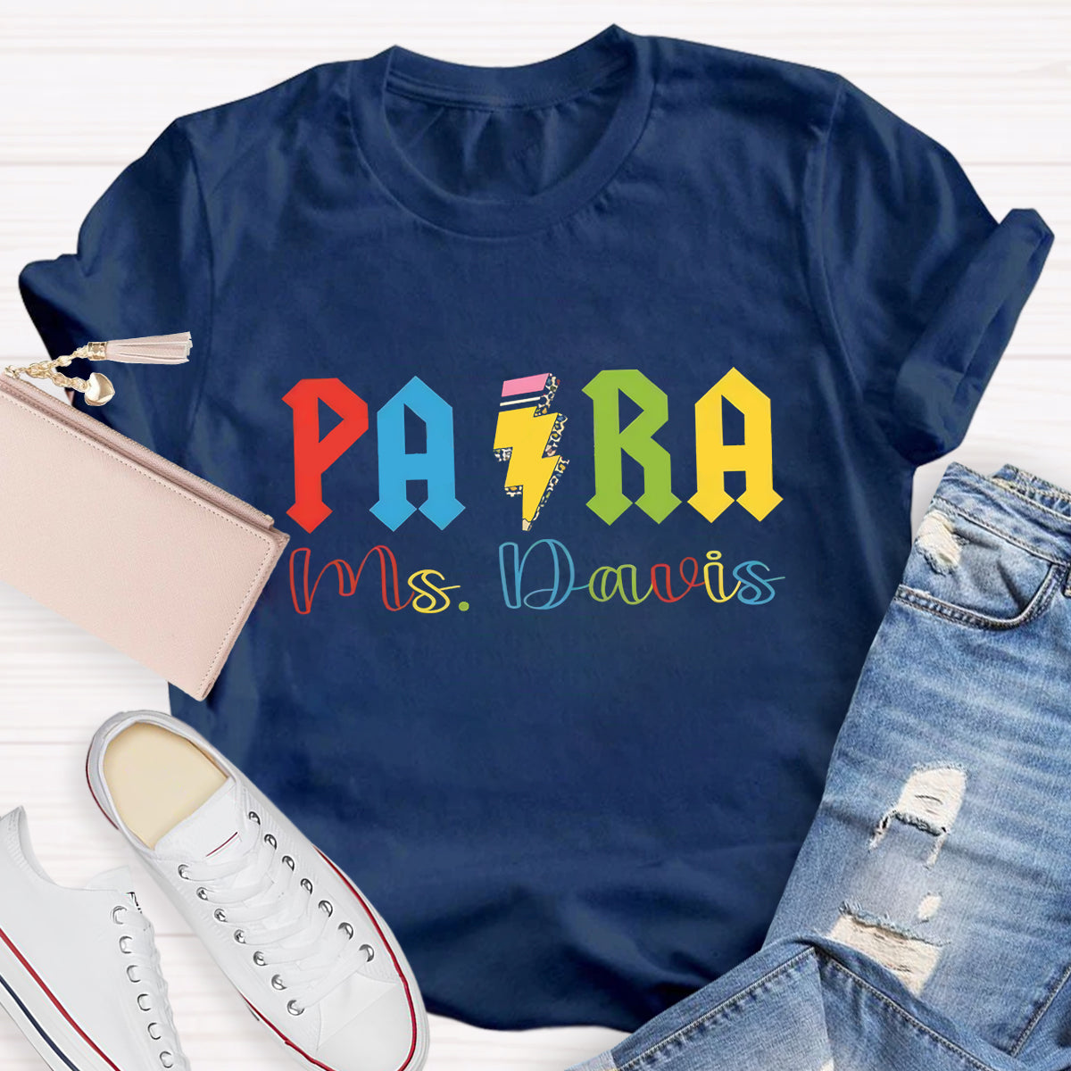 Personalized Para Teacher Name Pencil T-Shirt