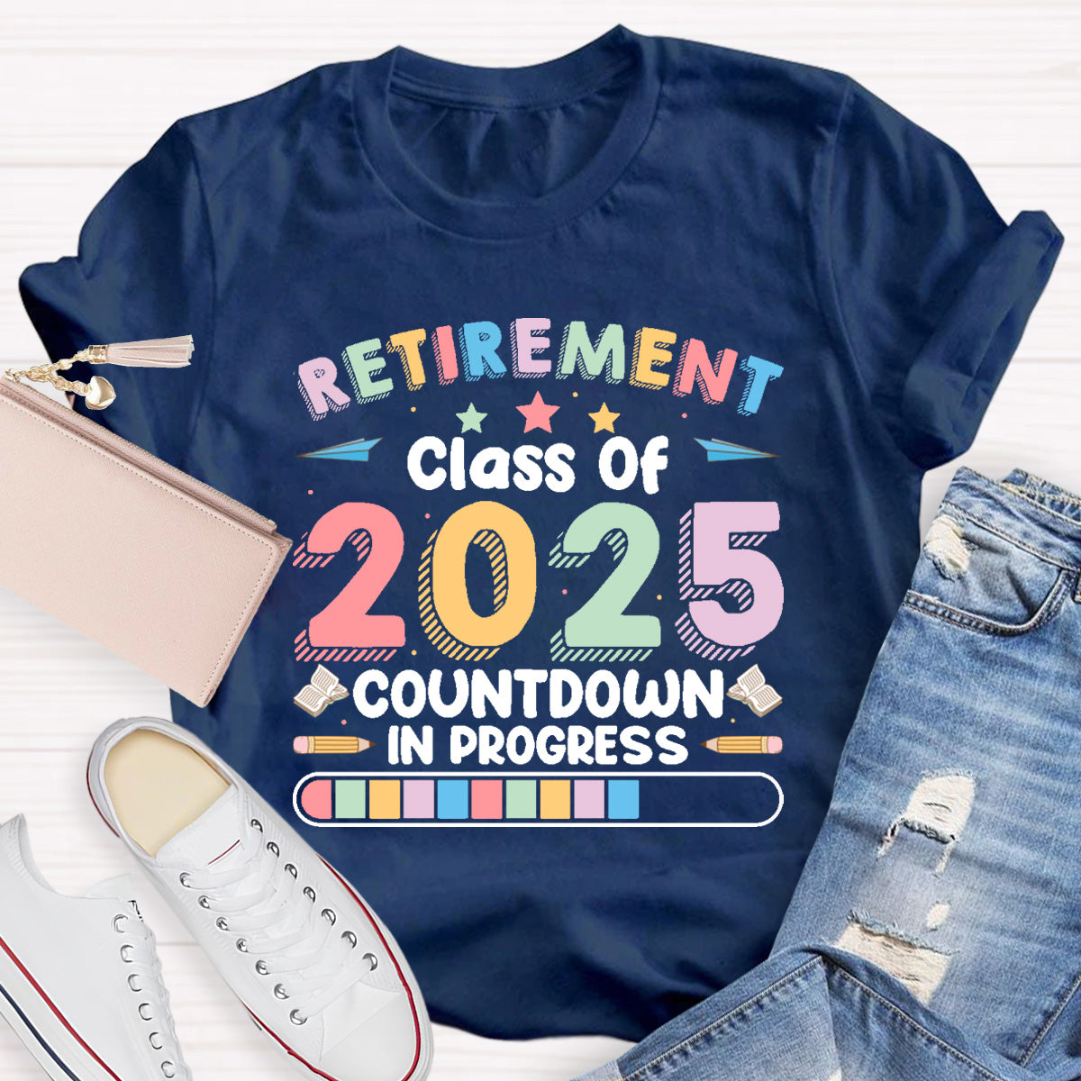 Personalized Year Countdown In Progress Teacher T-Shirt