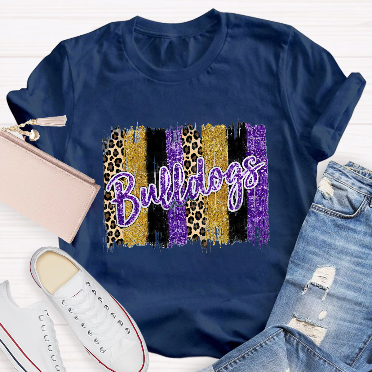 Personalized Mascot Leopard Print Teacher T-Shirt