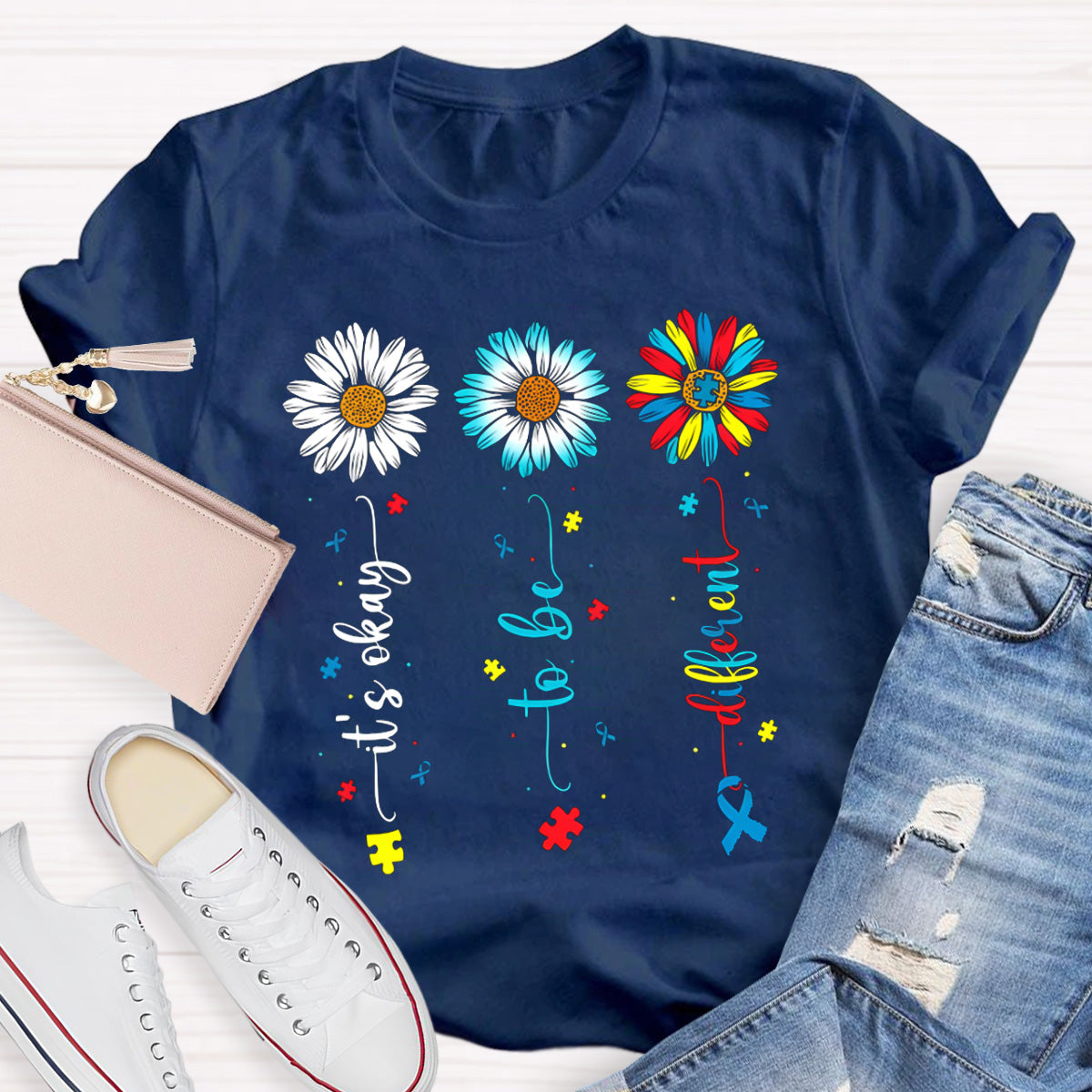 It's OK To Be Different Flower Teacher T-Shirt