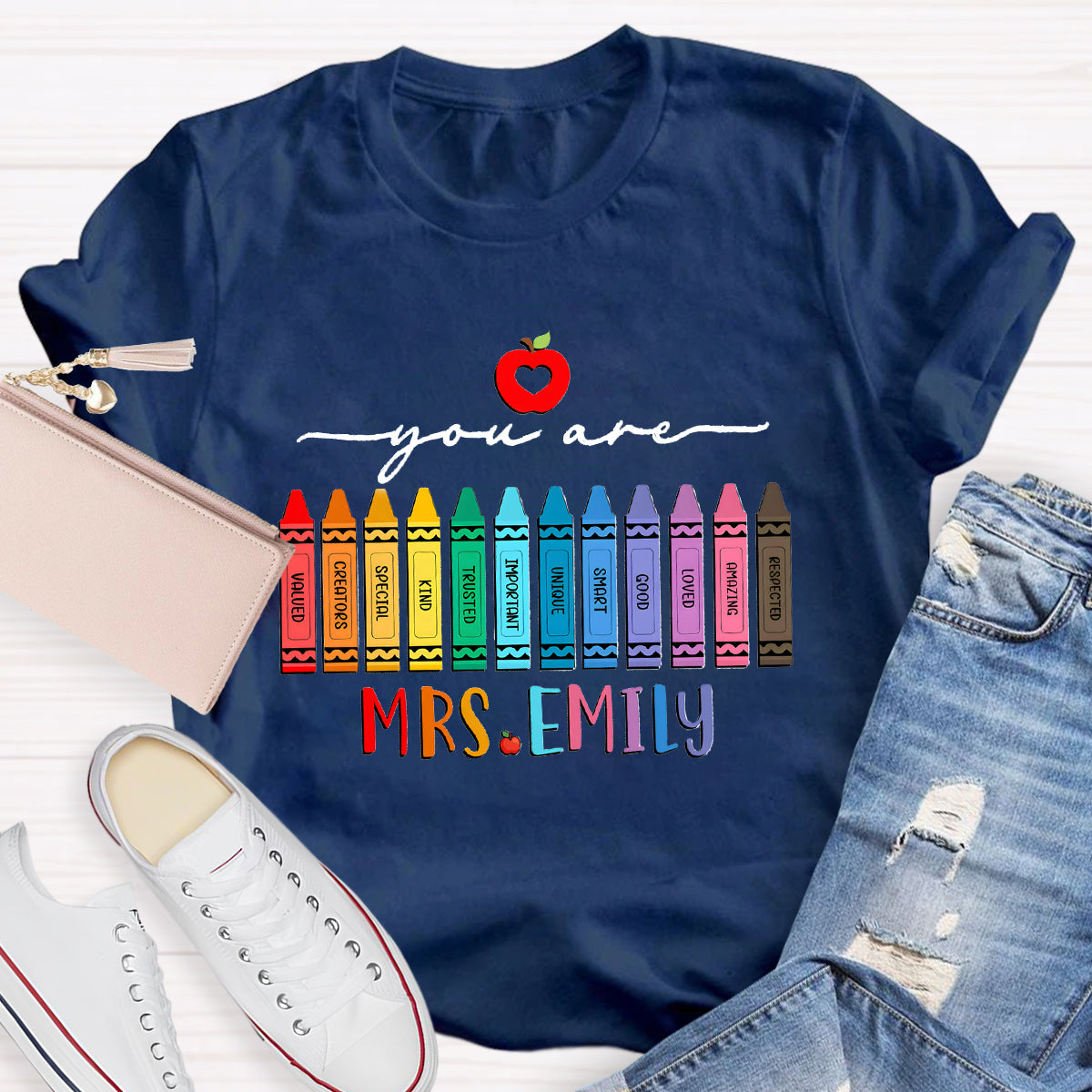 Personalized Name You Are Good Special Crayon Apple T-Shirt