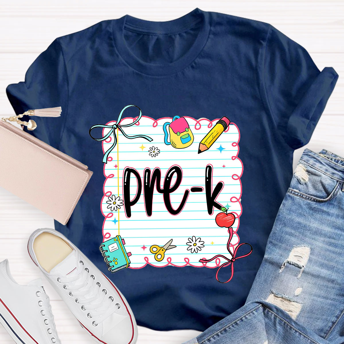 Personalized Grade Square Back To School Teacher T-Shirt