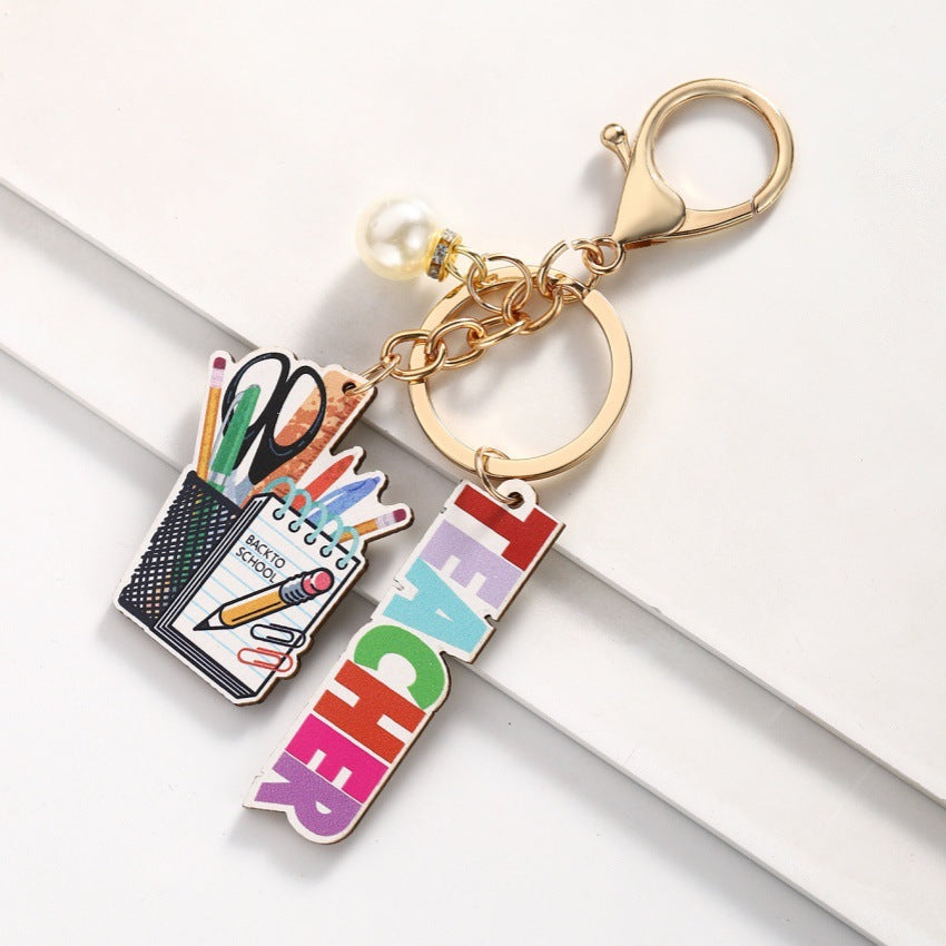 Graduation Season Best Teacher Wooden Book Keychain