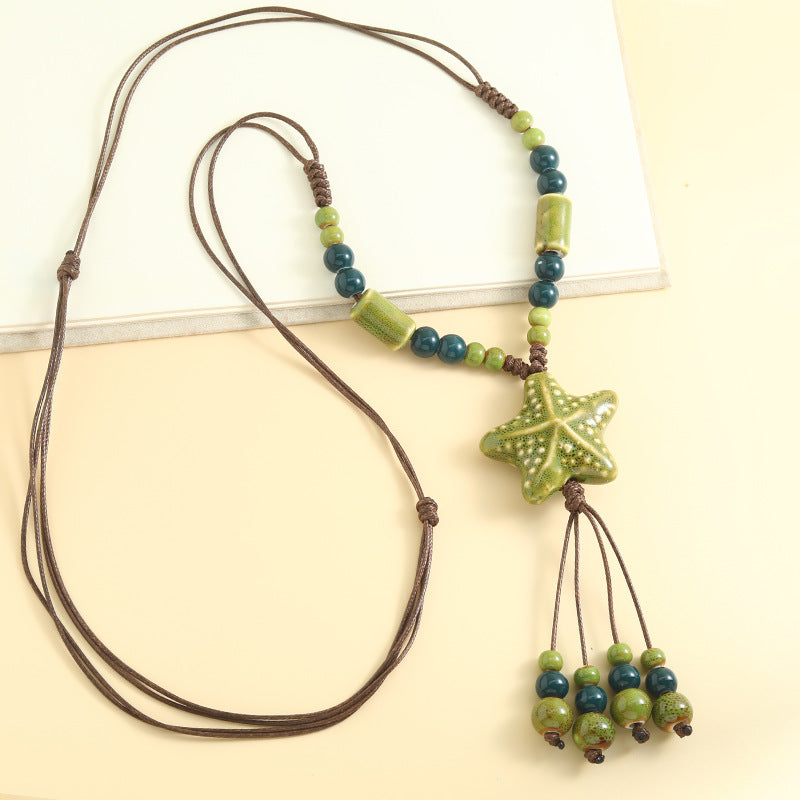 Vintage Starfish Ceramic Necklace