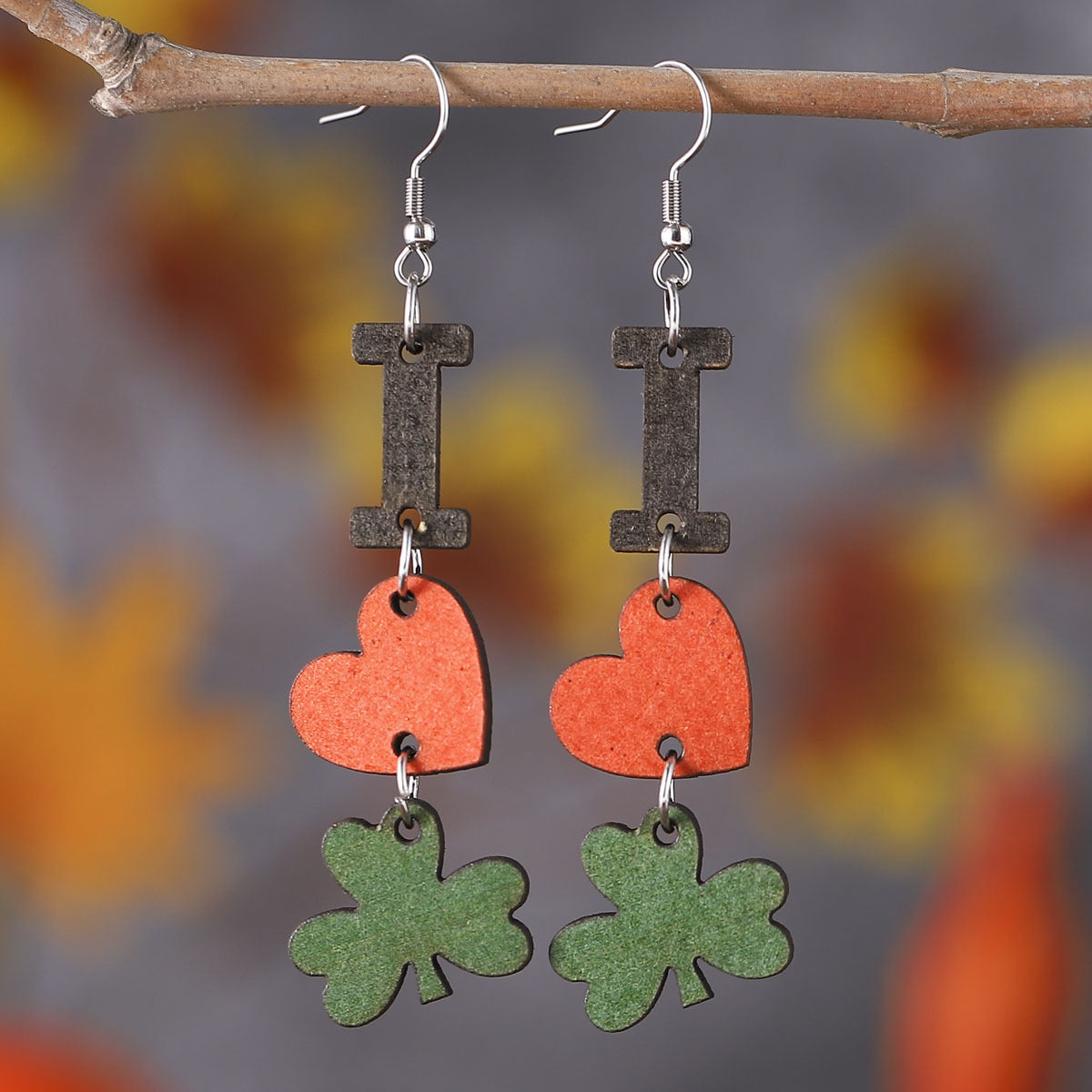 Four-Leaf Clover Tassel Ice Cream Coffee Cup Earrings
