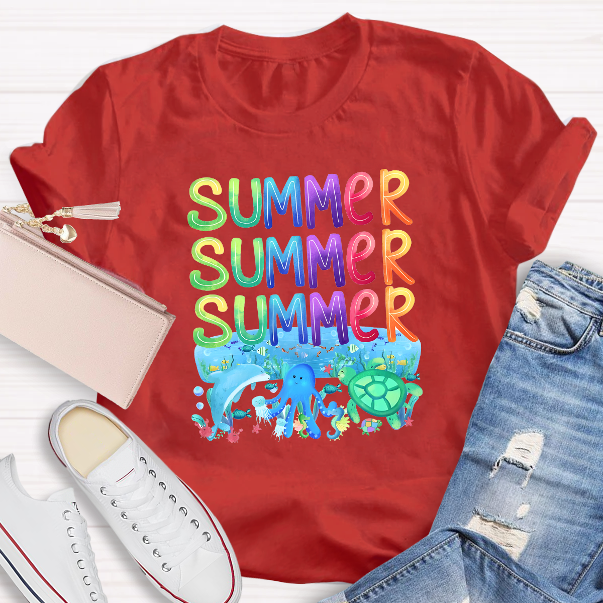 Rainbow Summer Teacher T-Shirt
