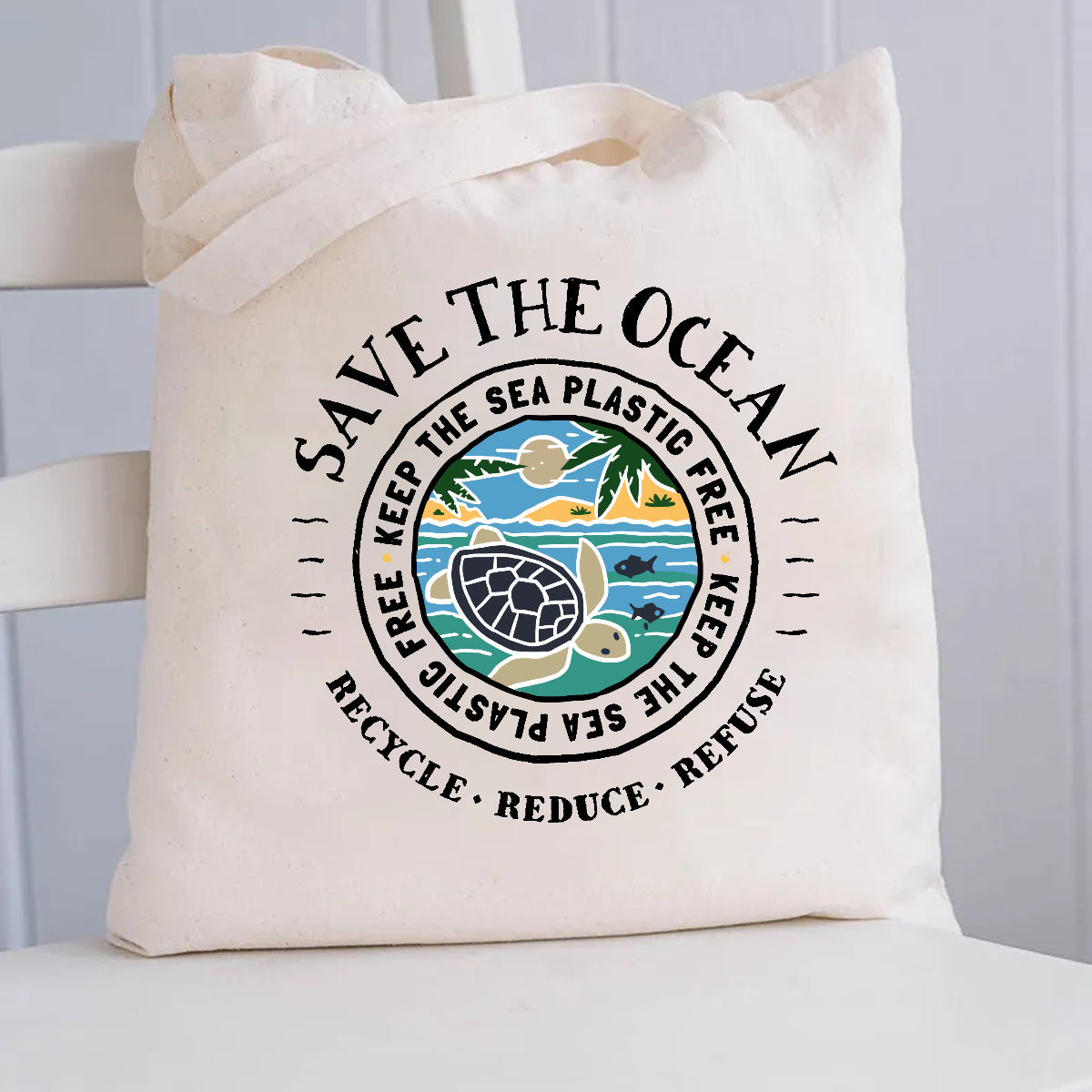 Save The Ocean Keep The Sea Plastic Free Canvas Tote Bag