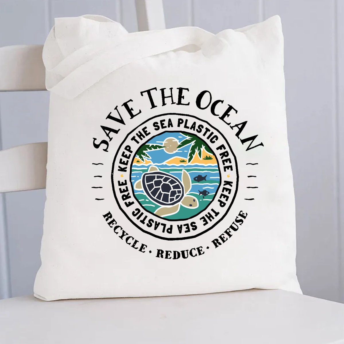 Save The Ocean Keep The Sea Plastic Free Canvas Tote Bag