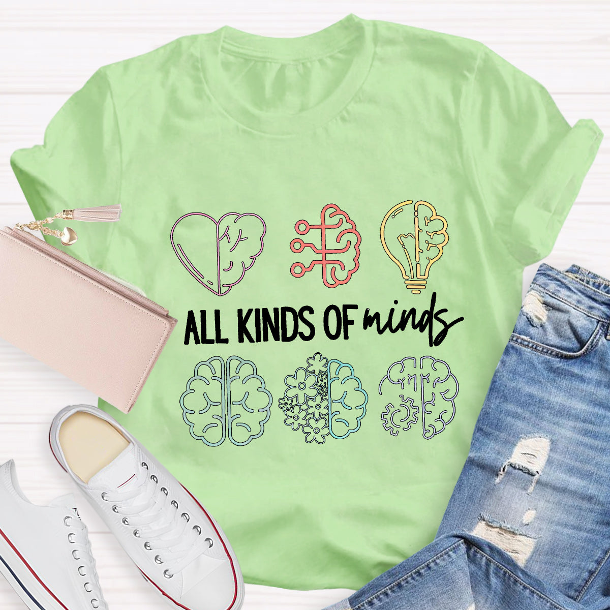 Minds Of All Kinds Brains Teacher T-Shirt