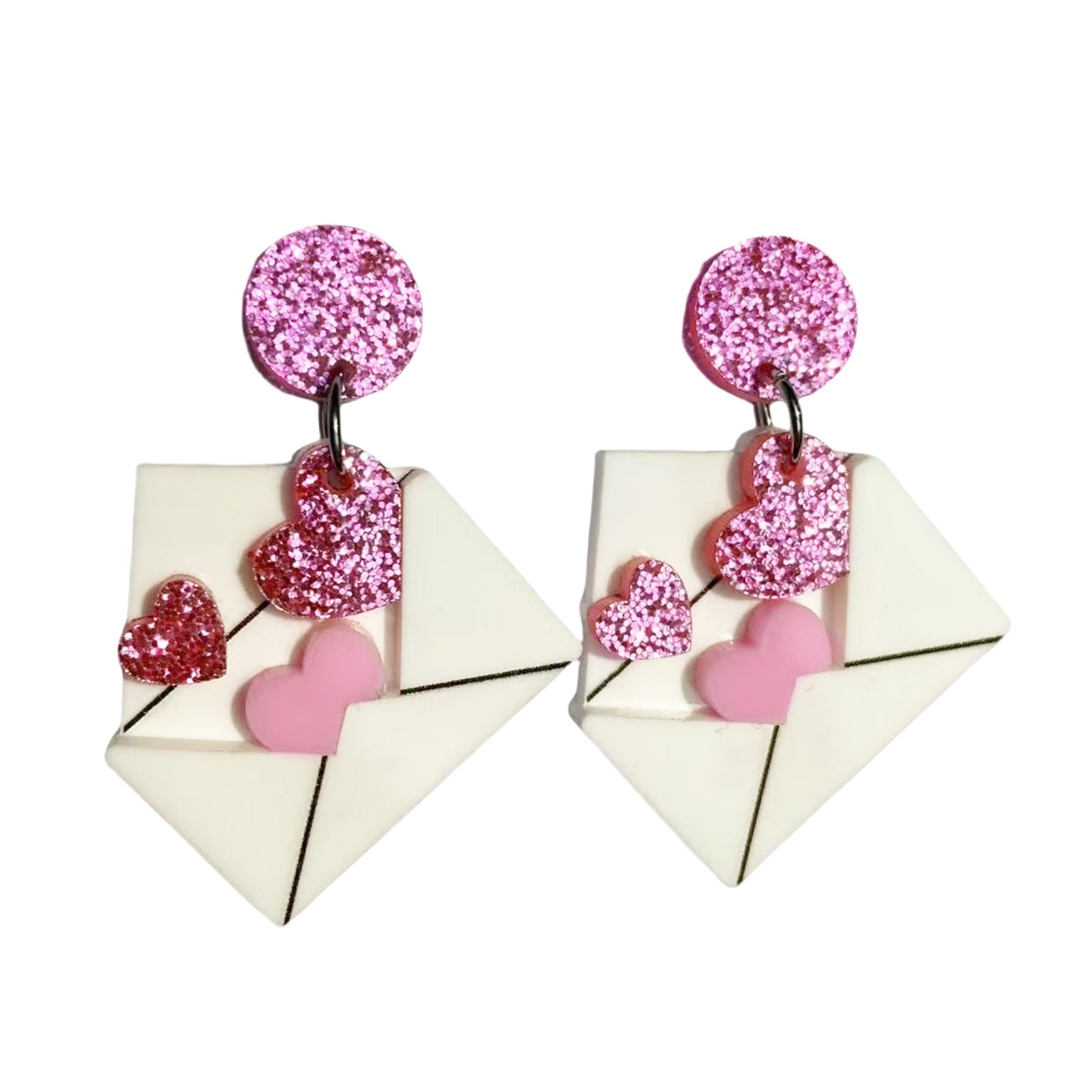 Red Heart-Shaped Envelope Earrings