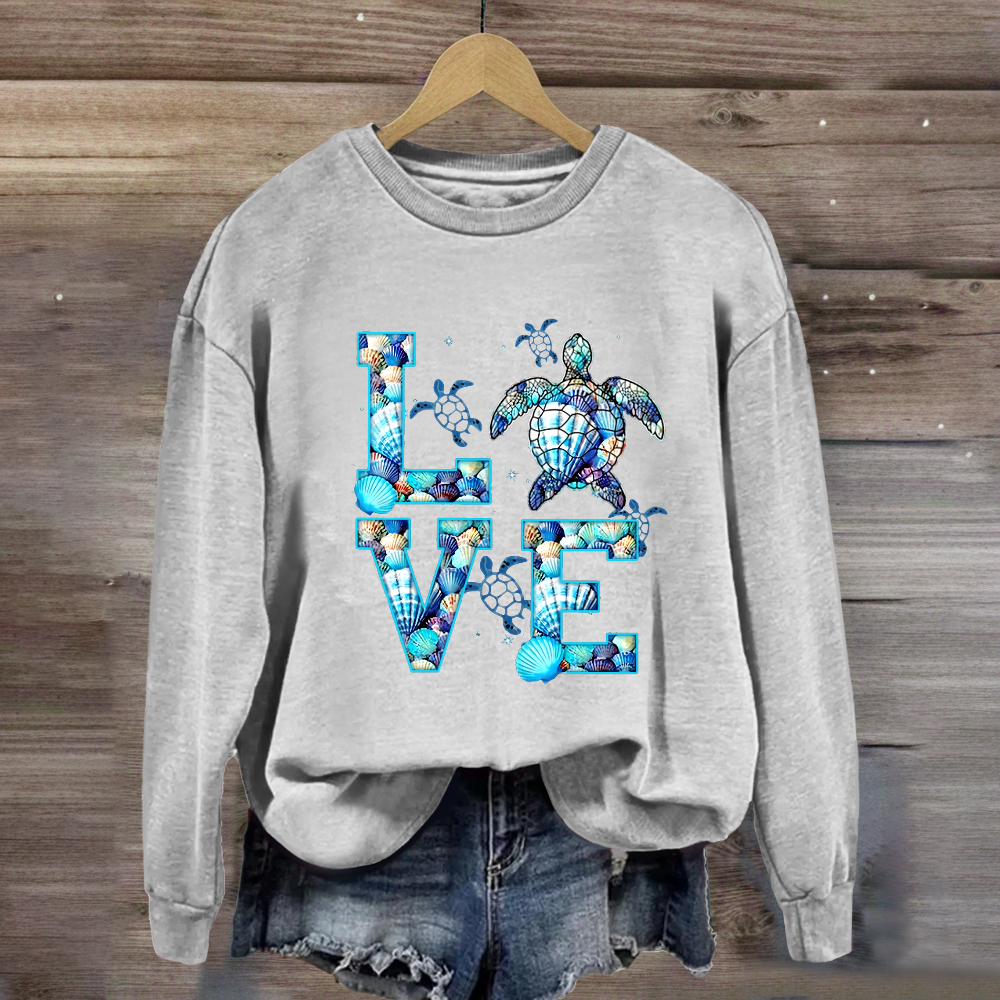 Blue Love For Sea Turtle Sweatshirt